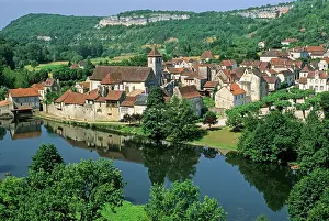 Hilltop Prints: Scenic view of a village by the Cele River in Midi-Pyrenees region of France