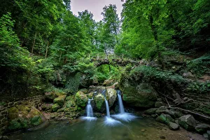 Scenic Spot Prints: Schiessentumpel waterfall in Mullerthal hiking trail, Echternach, Luxembourg, Europe