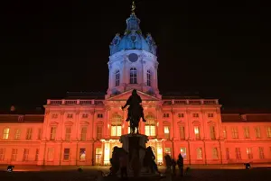 Schloss Charlottenburg (Charlottenburg Palace) at night, Berlin, Germany, Europe