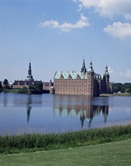 Frederiksborg Prints: Schloss Frederiksborg in Hillero town, on Lake Esrum, Denmark, Scandinavia, Europe