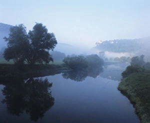 Images Dated 27th September 2009: Schloss Werenwag Castle reflecting in Danube River, Danube Valley, Upper Danube Nature Park
