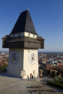 Schloss Berg Prints: Schlossberg, Clock Tower, Old Town, UNESCO World Heritage Site, Graz, Styria
