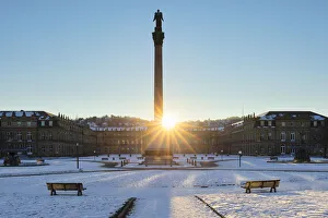 Stuttgart Prints: Schlossplatz Square and New Castle, Stuttgart, Neckar Valley, Baden-Wurttemberg, Germany