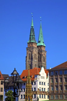 Nuremberg Prints: Schoener Brunnen Fountain, Market Square and St