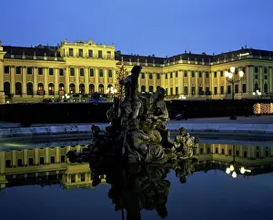 Illumination Prints: Schonbrunn Palace at dusk, UNESCO World Heritage Site, Vienna, Austria, Europe