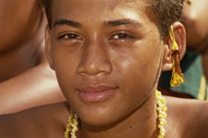 Human Face Prints: Schoolboy on Independence Day, Apia, Upolu, Western Samoa, Pacific Islands, Pacific