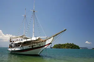 Parati Prints: Schooner cruising between the different beaches and islands around Parati