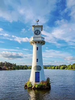 Coastal Views Prints: The Scott Memorial Lighthouse at Roath Park Lake, Cardiff, Wales, United Kingdom, Europe
