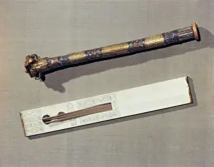 Writing Prints: A scribes palette in ivory and a case for writing-reeds made of wood plated with gold