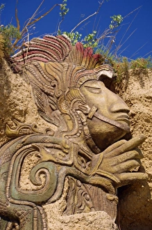 Mazatlan Prints: Sculpted Aztec motif