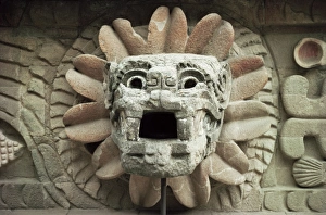 Aztec Prints: Sculpted head of goddess