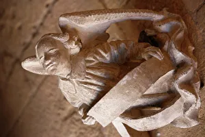 Angel Prints: Sculpture of an angel, Cadouin Abbey cloister, Cadouin, Dordogne, France, Europe