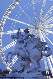 Big Wheel Prints: Sculpture and big wheel, Place de la Concorde, Paris, Ile de France, France, Europe