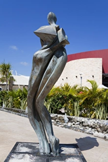 Quintana Roo Prints: Sculpture in Costa Maya port, Mahahaul, Quintana Roo, Mexico, North America
