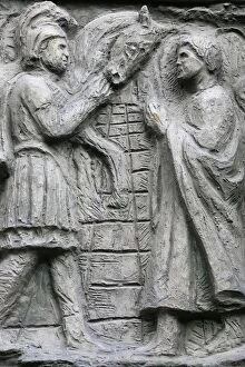 Images Dated 15th February 2000: Sculpture depicting a Miracle on the Notre Dame door, Saint-Pierre de Montmartre church