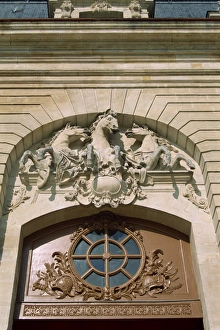 Picardie Prints: Sculpture of horses on the Musee Vivant du Cheval at Chantilly, in Picardie