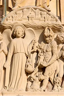 Relief Prints: Sculpture of the Last Judgment, Notre Dame de Paris cathedral, Paris, France, Europe