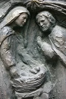 Images Dated 15th February 2000: Sculpture of the Nativity on the Notre Dame door, Saint-Pierre de Montmartre church