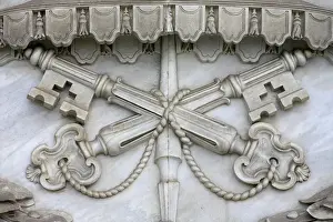 Basilicas Prints: Sculpture of St. Peters keys on San Giovanni in Laterano basilica, Rome, Lazio