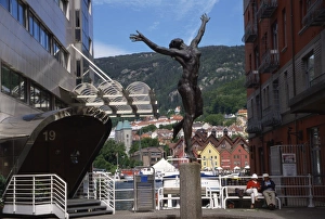 Bergen Prints: Sculpture, Strandkaien, Grieg Commercial Centre, Bergen, Norway, Scandinavia, Europe