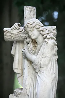 Cemeteries Prints: Sculpture in a Thessaloniki graveyard, Thessaloniki, Macedonia, Greece, Europe