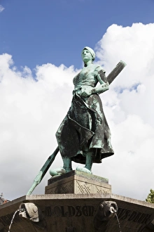 One Object Prints: Sculpture of Tine at Tine fountain at the market place of Husum
