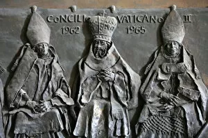 Images Dated 6th April 2007: Sculpture of the Vatican II Council on the door of St. Peters Basilica, Vatican