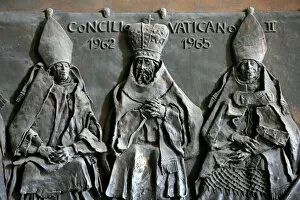 Sculpture of the Vatican II Council on the door of St. Peters Basilica