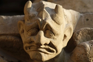 Monster Prints: Sculpture on the Western facade, Notre Dame cathedral, Paris, France, Europe