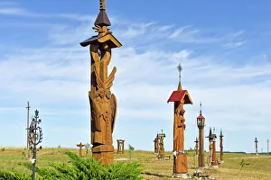 Lithuania Prints: Sculptures of angels made of oak wood on the Hill of Angels