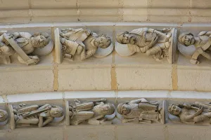 Burgundy Prints: Sculptures on the arch, Vezelay Basilica, Vezelay, Yonne, Burgundy, France, Europe