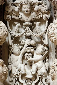 Sculptures Prints: Sculptures in Sant Irene church, Lecce, Apulia, Italy, Europe