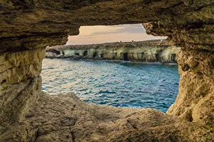 Cyprus Prints: Sea caves at Cape Greco, Cyprus, Mediterranean, Europe