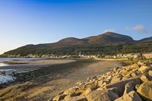 Ulster Prints: Sea defences, Newcastle Beach, Mourne Mountains, County Down Coast, Ulster