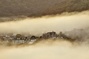 House Exterior Prints: Sea fog envelops the coastal town of Lynton