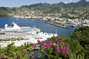 Cruise Ships Prints: Sea Princess in Kingstown Harbour, St. Vincent, St. Vincent and The Grenadines