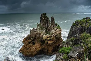 Stack Prints: Sea Stack Rising from the Ocean at the Edge of Pancake Rocks