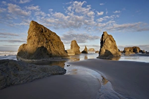 Oregon Prints: Sea stacks and clouds, Bandon Beach, Oregon, United States of America, North America