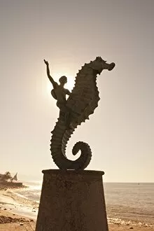 Images Dated 6th November 2010: The Seahorse sculpture on the Malecon, Puerto Vallarta, Jalisco, Mexico, North America