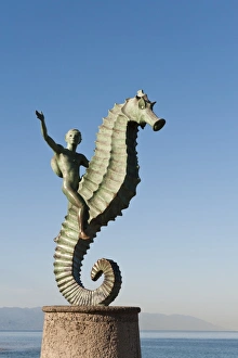 The Seahorse sculpture on the Malecon, Puerto Vallarta, Jalisco, Mexico, North America