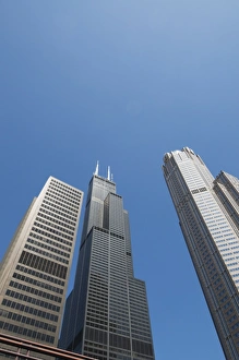 Towering Prints: Sears Tower with white aerials, Chicago, Illinois, United States of America
