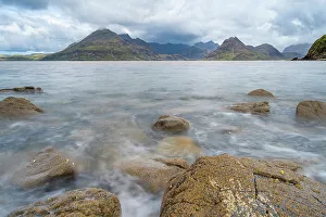 Inner Hebrides Prints: Seascape with view of Black Cuillin Mountains