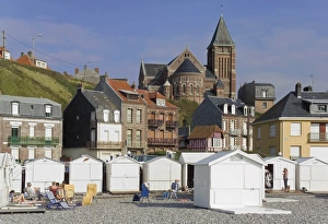 Picardie Prints: Seaside restort town of Mers les Bains, Picardy, France, Europe