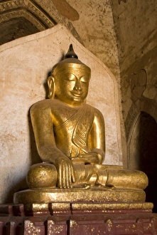 Pagan Prints: Seated Buddha, Dhammayangyi Pahto, Bagan (Pagan), Myanmar (Burma), Asia
