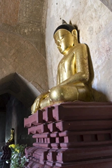 Traditionally Myanmarian Prints: Seated Buddha, Sulamani Pahto, Bagan (Pagan), Myanmar (Burma), Asia