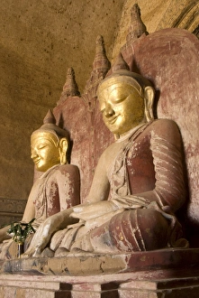 Pagan Prints: Seated Buddhas, Dhammayangyi Pahto, Bagan (Pagan), Myanmar (Burma), Asia
