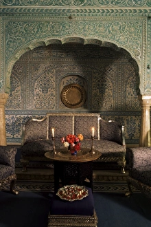 Rajput Prints: Seating area in an ante-room to the Grand Durbar Hall