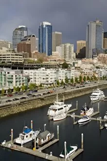 Images Dated 21st May 2010: Seattle skyline and Bell Harbor Marina, Seattle, Washington State, United States of America
