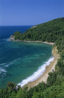 Budva Prints: Secluded beach near the Old Town, Town Beach, Budva, The Budva Riviera, Montenegro, Europe