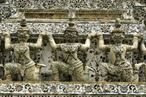 Thai Culture Prints: Section of the Wat Arun (Temple of the Dawn), Bangkok, Thailand, Southeast Asia, Asia